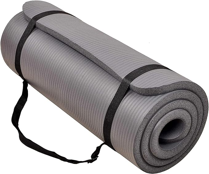 BalanceFrom 71x24 Inches Extra Thick Yoga Mat 1-Inch High-Density Foam – Roll-Up Exercise Pad with Double-Sided Non-Slip Surface and Carrying Strap for Pilates and Home Workouts, Multiple Colors