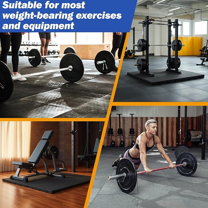 2 Pack 1.38" Thick Heavy Duty Rubber Exercise Equipment Mats 20"x20" Multi-purpose Gym Floor Mat Tiles for Deadlift Platforms Home Anti-smash Anti-slip Shock-absorbing Floor Protectors