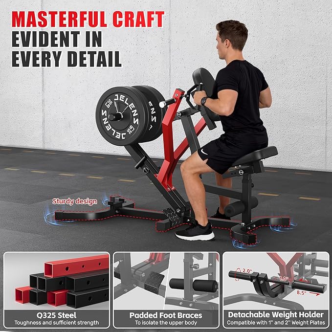 RM01 Seated Row Machine, Back Exercising Equipment Plate Loaded, Chest Supported T-bar Row Machine with Independent Arms, Back Machine Home Gym for 400LBS Capacity Gym Equipment