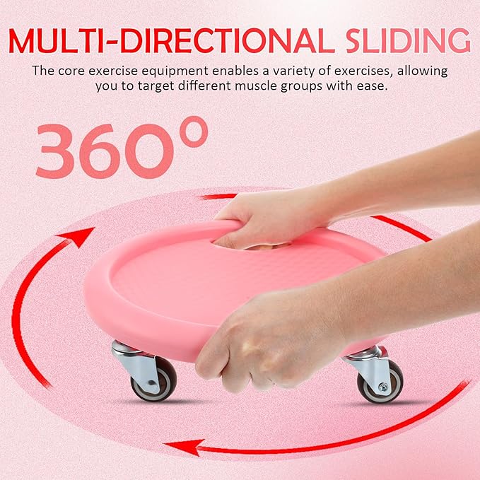 GALPADA Four-wheeled Ab Roller Wheel with Silent Glide Rose Core Workout Board and Cushion Mat for Home Abdominal Exercise and Fitness Training