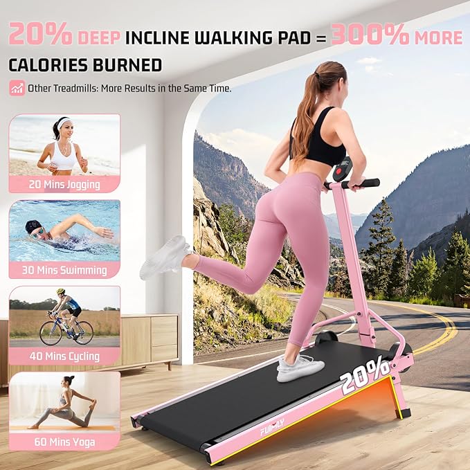 Walking Pad Treadmill with Desk Workstation, 15% Incline Treadmill with Handle Bar, Foldable Treadmills Under Desk for Home/Office, 400 lbs+ Capacity, Adjustable Height, Removable Desk, 3.5HP Motor