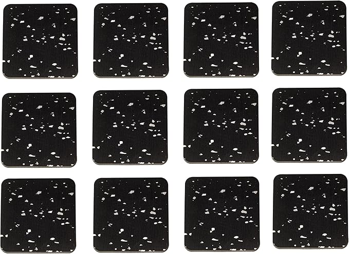12 Packs 3.94" x 3.94" x 0.6" Treadmill Mat Pads for Walking pad, Exercise Bike,Exercise Equipment, Noise Reduce & Shocking Absorbing Rubber & Eva Mat for Protect Floors Black