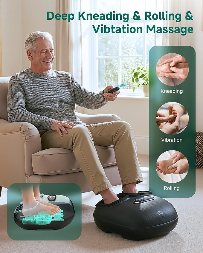 Snailax Shiatsu Foot Massager with Heat, Deep Kneading, Compression, Vibration, Electric Feet Massage Machine for Plantar Fasciitis,Neuropathy,Foot Warmer,Remote Control,Size 13,Mother's Day Gifts