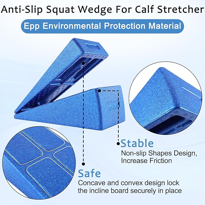 Slant Board Squat Wedge for Calf Stretching，3 Pcs 12" x 6.3" Foot Stretcher Balance Board for Plantar Fasciitis, Adjustable Foam Slant Board Wedge Great for Exercises