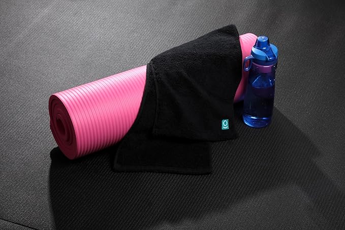 FACESOFT Eco Friendly Gym Towel for Working Out - Soft and Absorbent Cotton Exercise - No Synthetic Microfibers or Plastics - Sweat Towel for Gym, Fitness, Sports, Yoga - Black - 1 Pc