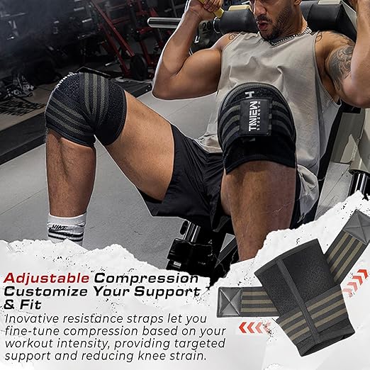 TAVIEW Knee Sleeve & Knee Wrap 2-in-1,5mm Neoprene with Adjustable Integrated Wrap for Custom Compression Over 7mm Compression, Knee Support Brace for Weightlifting, Squats & Gym
