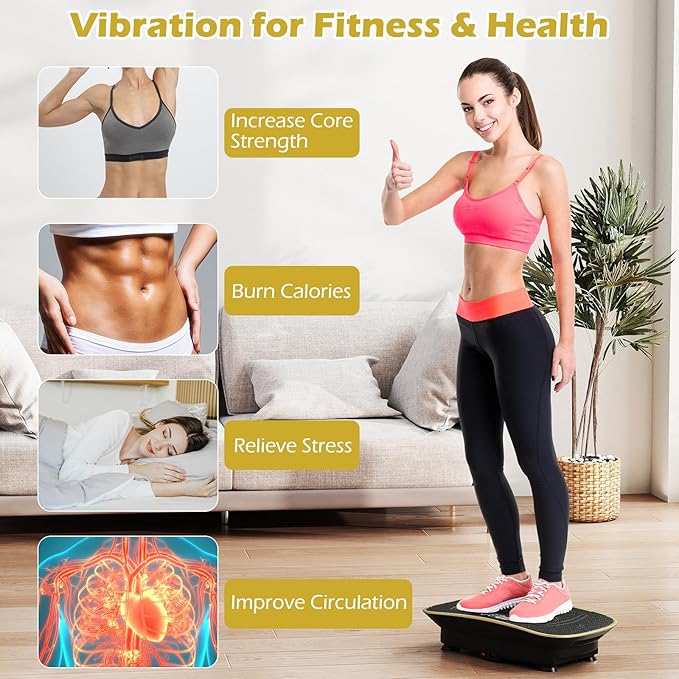 Goplus Vibration Plate Exercise Machine, Vibrating Platform for Lymphatic Drainage w/Remote, LED Display, Home Workout Full Body Shake Board for Weight Loss