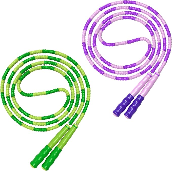 Leeboom Jump Rope, Adjustable Length Tangle-Free Segmented Soft Beaded Skipping Rope, Fitness Jump Rope for Kids, Man, and Women Weight Loss 9.2 Feet