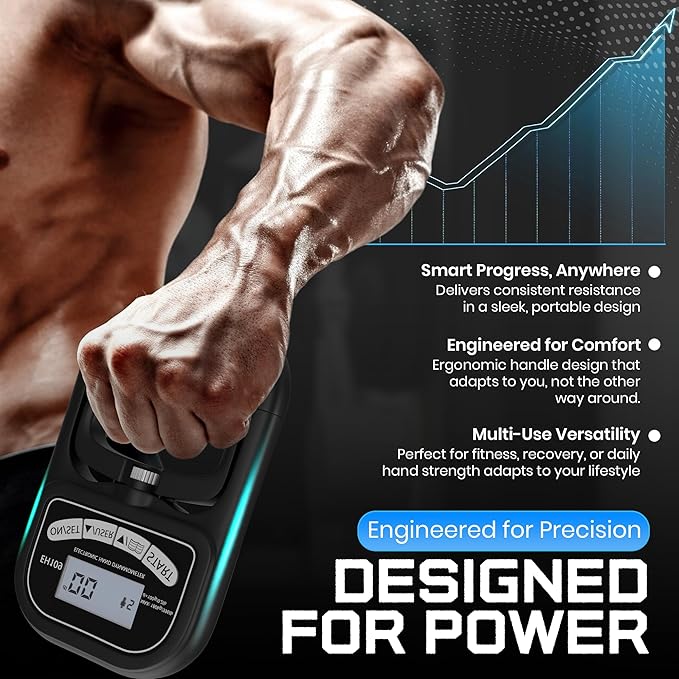 Grip Strength Dynamometer 396lbs/180kg – Digital Hand Grip Strength Tester with LED Display, Adjustable Hand Grip Meter for Fitness, Sports, Therapy & Rehab