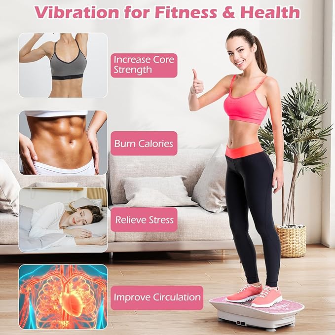 Goplus Vibration Plate Exercise Machine, Vibrating Platform for Lymphatic Drainage w/Remote, LED Display, Home Workout Full Body Shake Board for Weight Loss