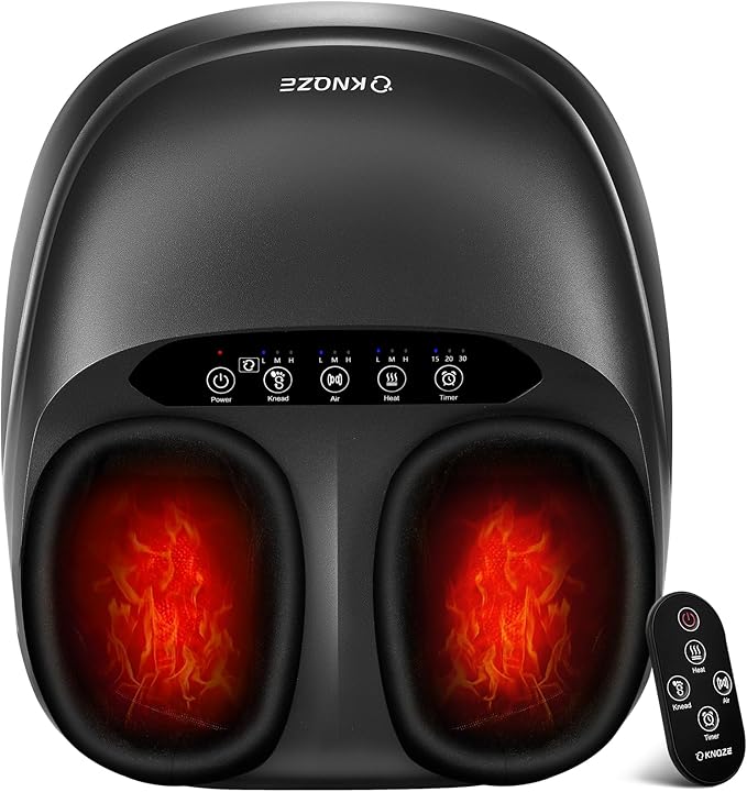 KNQZE Shiatsu Foot Massager with Heat and Compression, Deep Kneading Foot Massage for Plantar Fasciitis Relief, Remote Control, Multi Massage Modes, Auto Shut-Off Timer, FSA Eligible, Mothers Day gift