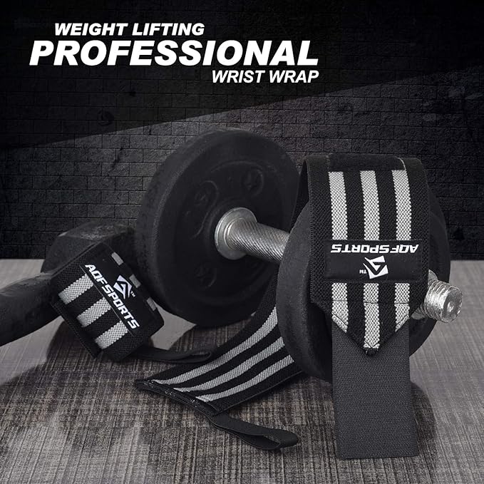 AQF Wrist Wraps for Weightlifting - USPA & IPL Approved 18" Gym Wrist Support with Thumb Loop - Heavy Duty Lifting Wrist Straps for Fitness, Workout, Powerlifting, & Bodybuilding (Pair)