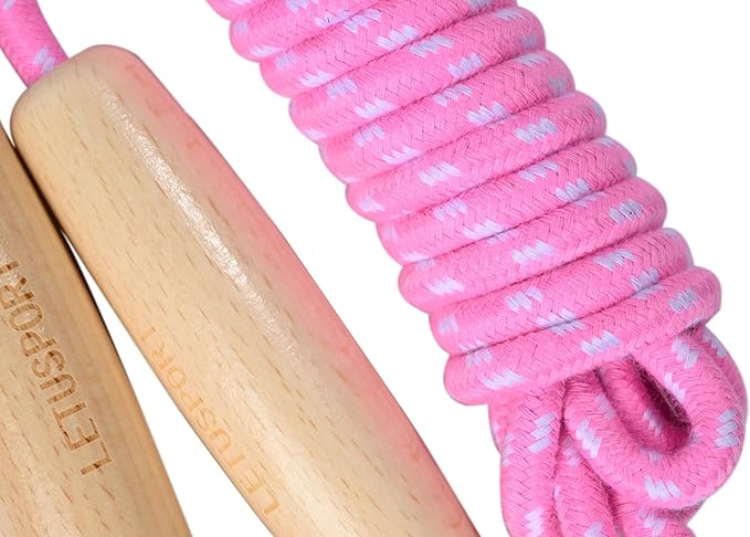 8.8 Feet Jump Rope for Women Men Kids Wooden Handle Jumping Ropes
