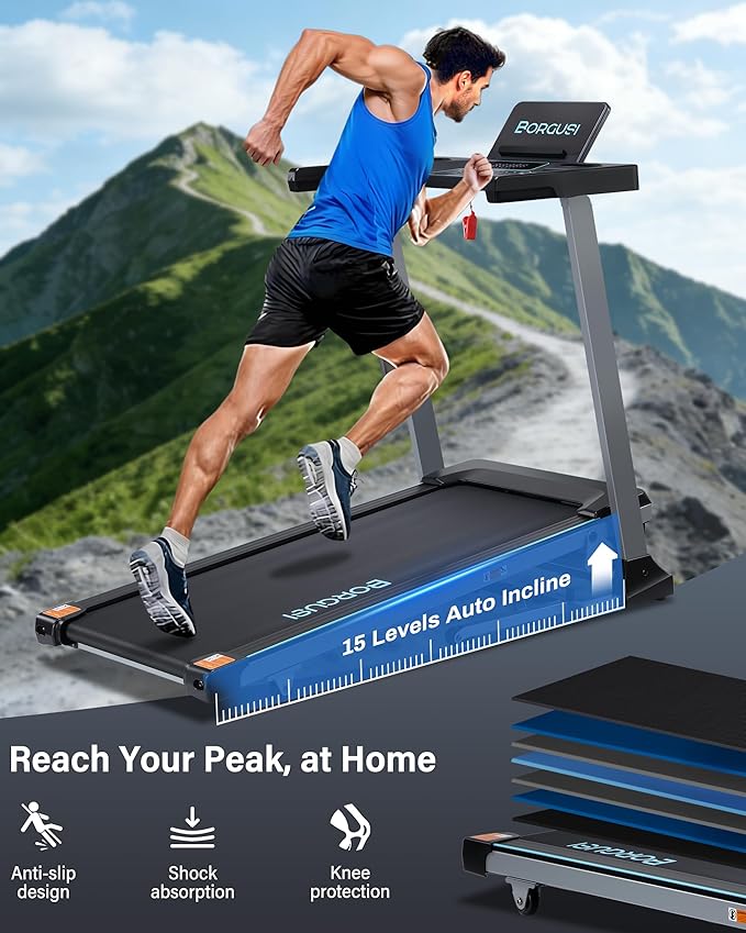 47.3" Smart Treadmill with Auto Incline & Bluetooth App, 3.5 HP Walking Pad Treadmill for Home, 300 lbs Weight Capacity, 10 MPH Speed, 40 Preset Programs, LED Display