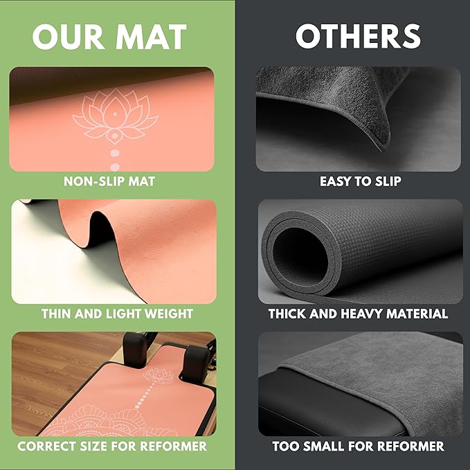 Pilates Reformer Mat Non Slip – Washable Reformer Mat Cover with Grip Socks & Mesh Bag, Sweat Absorbing Pilates Reformer Towel for Studio & Home Use