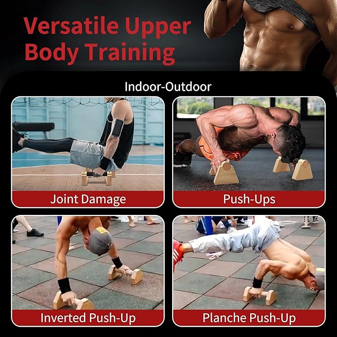 Wooden Parallettes Bars – Pair of 20CM Solid Wood Push Up Bars for Calisthenics, Handstand Training & Strength Workouts, Non-Slip Base Handstand Blocks & Pushup Handles for Home Gym Fitness