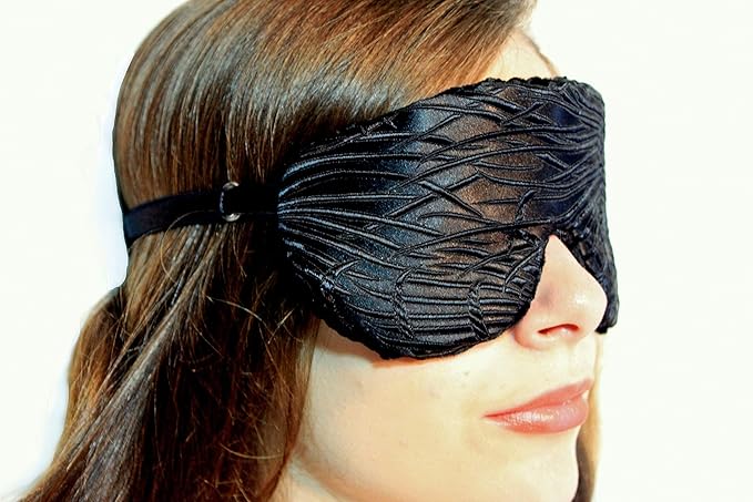 Handmade Weighted Sleep Eye Mask Yoga Pillow - Flax Seed Fill - Lavender Scented - Black Magic - TEMFL-BM