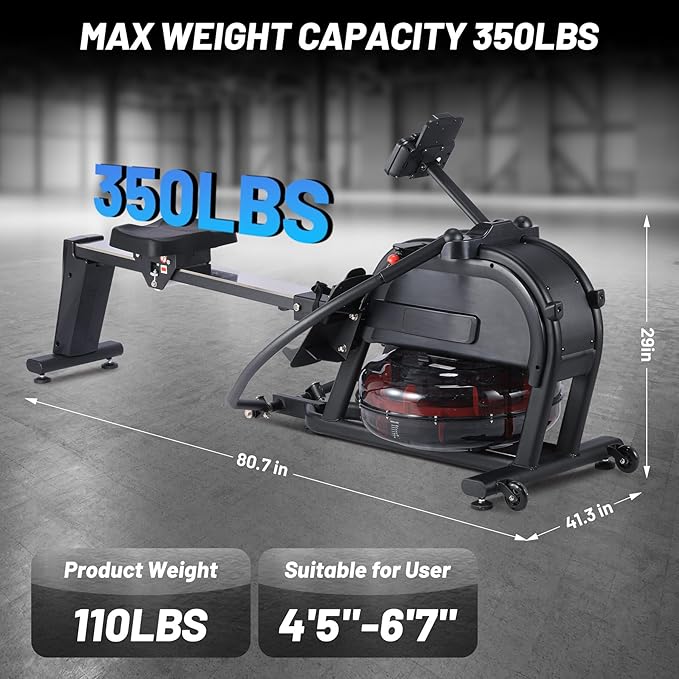 Rowing Machine, Magnetic Rowing Machine with 16 Levels of Quiet Dual Slide, Rowing Exercise Equipment for Home Use, App Compatible, 350lb Weight Capacity
