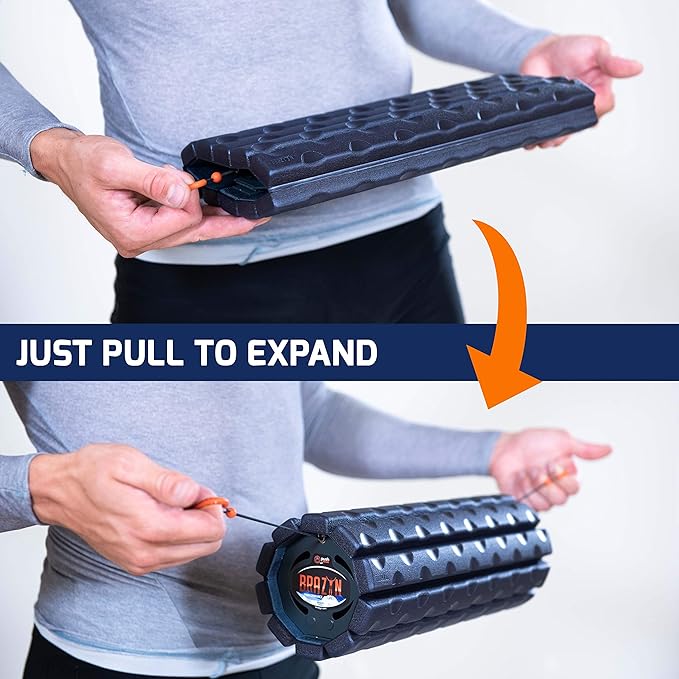 Brazyn Morph Foam Roller: Collapsible Travel Foam Roller for Back Pain Relief, Workout Muscle Recovery, Back Massager, Deep Tissue Leg Massage, Back Cracker (Sunset Orange, Traditional)