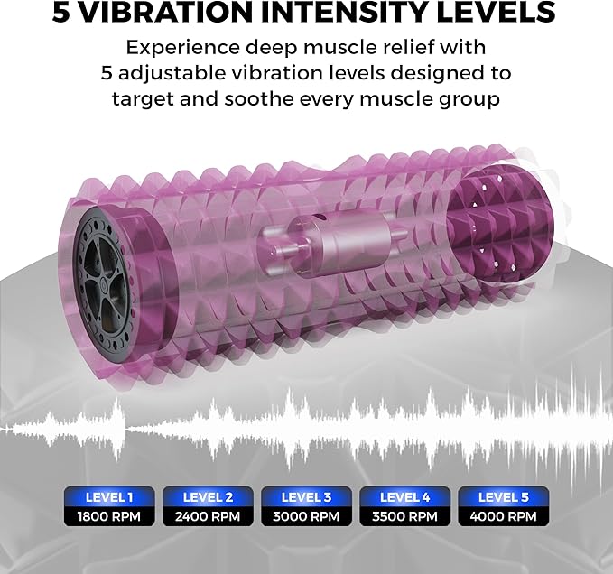Nordic Lifting Vibrating Foam Roller w/ 5-Speed Vibration – High-Density EVA Foam for Deep Tissue Massage, Relaxation & Mobility Support