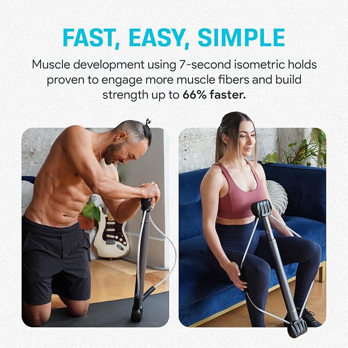 Bullworker Bow Classic 36" Isometric Exercise Equipment, Portable Strength Training at Home Gym Equipment for Back, Shoulder, Chest, Biceps, Abs, Arm, Ab Workout, All in One Exerciser for Men & Women