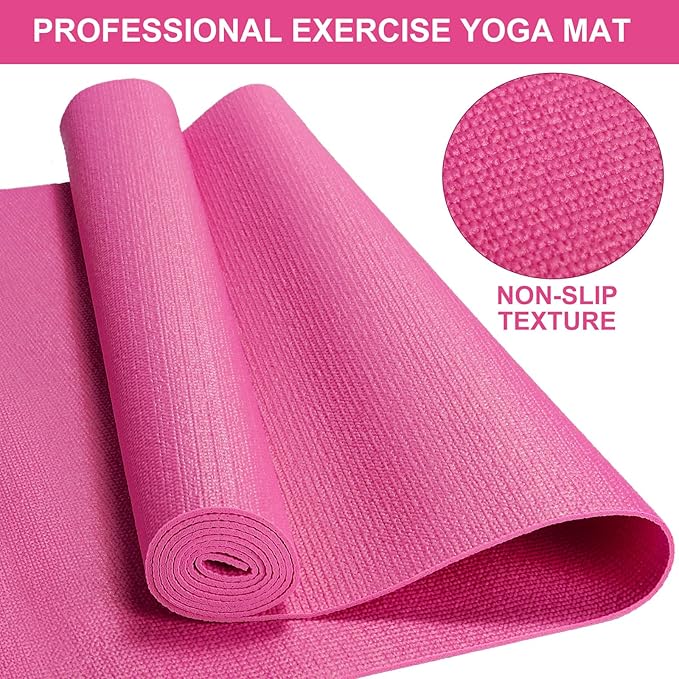 24 Pack 3 mm Thick Yoga Mat Bulk, Non Slip Exercise Workout Fitness Pad for Women Men, Gym Home Yoga Pilates, Easy to Clean, Sturdy PVC