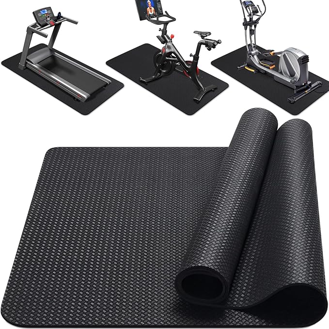 TOBWOLF 2PCS Non-Slip Mat Compatible with Peloton Bike, Concept 2 Rowing Machine, Exercise Bike Mat, Mat Protect Hardwood Floor Carpet for Home Gym, Workout Mat for Bike Trainer, Stationary Spin Bike