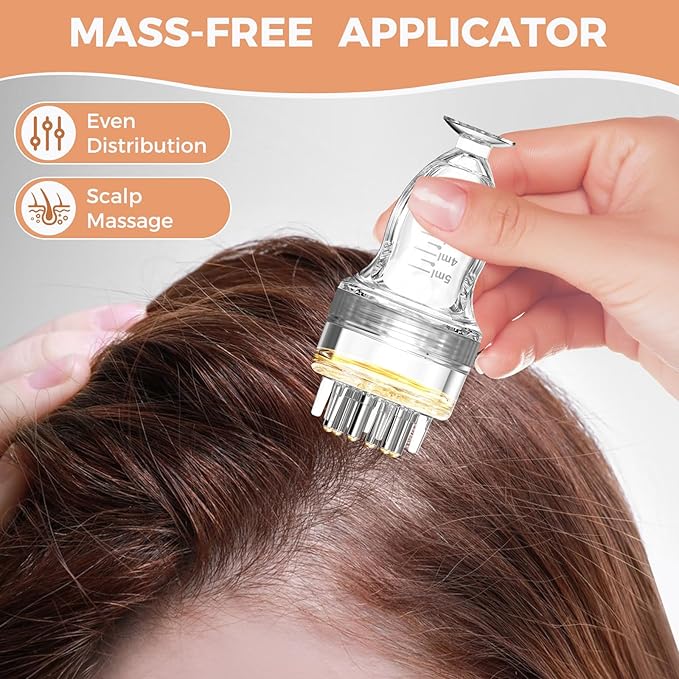 Minoxidil Applicator,Mess-Free Hair Oil Applicator with Rollerball Comb, Precise Way to Apply Hair Oils on Scalp,with Visible Scalp Applicator Bottle Dedicated to Minoxidil,Mini Scalp Oil Applicator