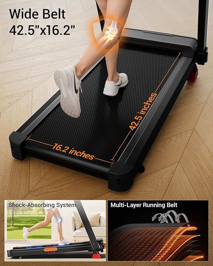 UMAY 20% Incline Treadmill for Home, 400 lb Capacity - Folding Treadmills wtih 3.5HP, 42.5" Wide Running Area & Shock Absorption for Running/Walking