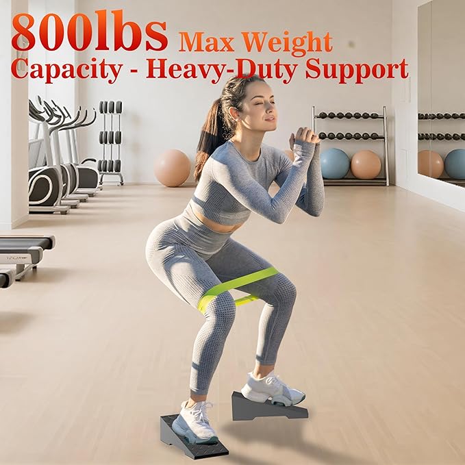 Squat Wedge, Heavy Duty Steel Squat Wedge Block, 2 Pcs Non-Slip Slant Board for Squats, 800 lbs Weight Capacity for Deeper Squats, Calf Raises, Weightlifting and Foot Stretches