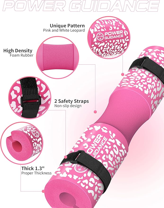 POWER GUIDANCE Barbell Squat Pad - Neck & Shoulder Protective Pad - Great for Squats, Lunges, Hip Thrusts, Weight Lifting & More - Fit Standard and Olympic Bars Perfectly