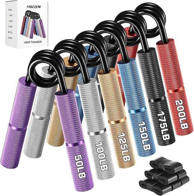 Grip Strength Trainer, 6 Pack Grip Strength Trainer Set (50-350LB), No Slip Hand Grip Strengthener, Wrist Forearm Strengthener with Grip Tape for Strength Training, Exercise, Injury Recovery