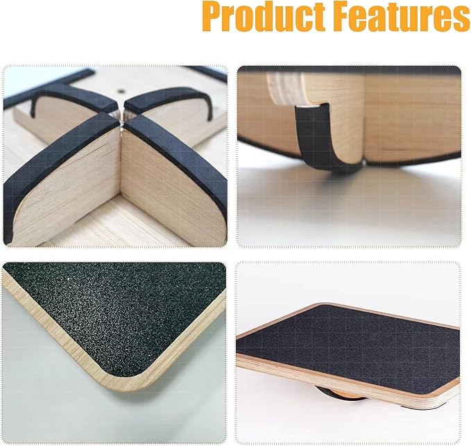 Adult Professional Wooden Balance Board - 350 lbs Non-Slip Balance Board Design, Suitable for Physical Therapy and Under-Desk Use, 2 Simple Setup Methods, Durable and Stable Wooden Board