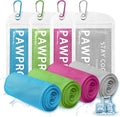 PAWPRO 4 Packs Cooling Towels for Neck and Face(40"x12"), Soft Breathable Cooling Towel with Waterproof Bag & Carabiner,Microfiber Cooling Towels for Yoga, Sport,Gym,Camping (Multicolor-2)