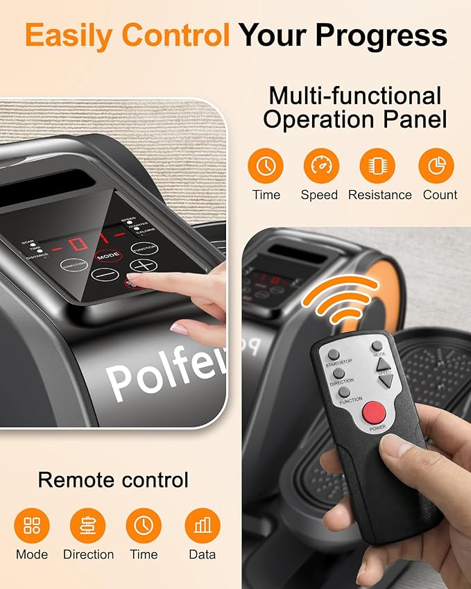 Adjustable Under-Desk Foot Stool Machine Quiet Under Desk Elliptical for Leg Exerciser for Seniors & Office, Portable Pedal (Gray)