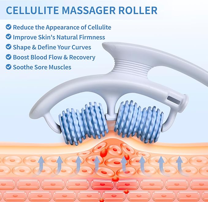 Cellulite Massage Roller for Legs, Anti Cellulite Massage Tool for Legs, Thighs, Arms with Detachable Handles, Lymphatic Drainage Massager for Deep Tissue Pain Relief