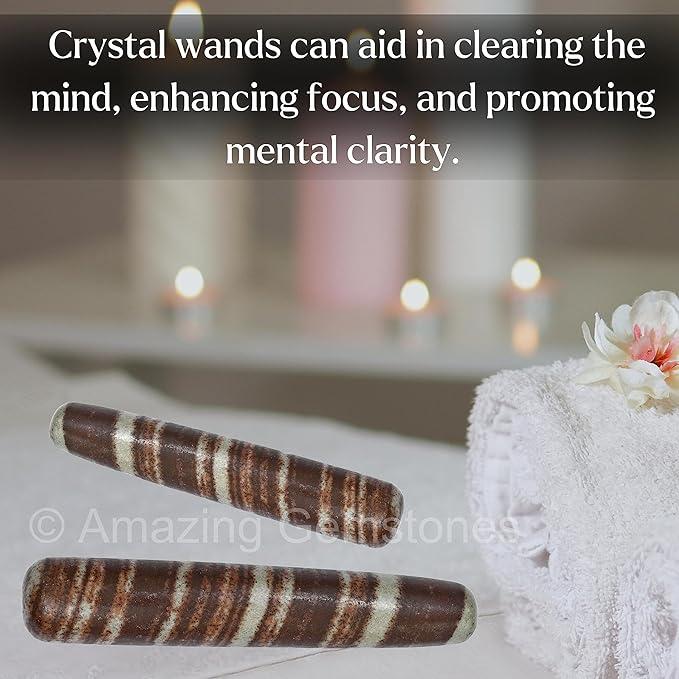 Amazing Gemstone Narmada Stone Crystal Wand Massage Stick - Pelvic Wand Gua Sha for Adults - Crystals and Healing Stones Massage Wands for Adults Gifts (Smooth)