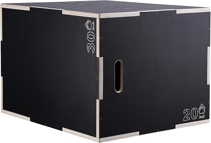 VEVOR 3 in 1 Plyometric Jump Box, Easy-to-Assemble Wood Plyo Box for Jumping Trainers, Home Gym Training and Conditioning