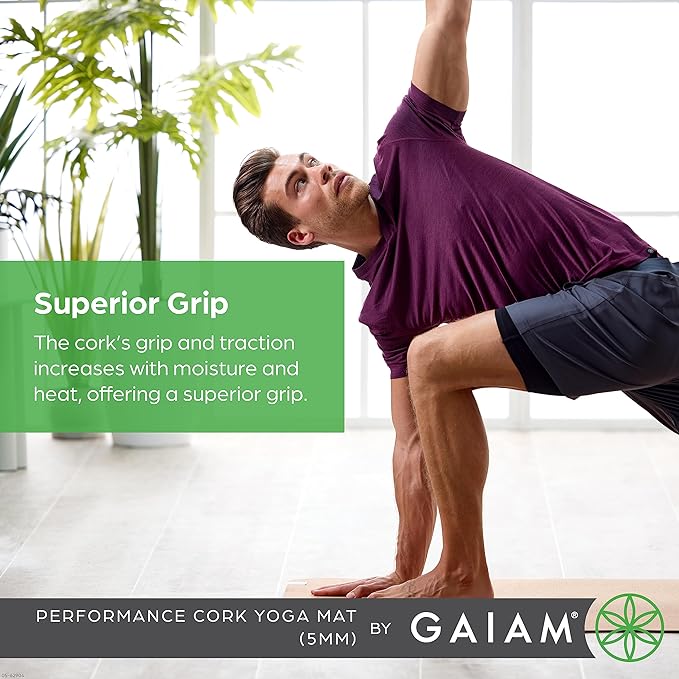 Gaiam Yoga Mat - Premium 5mm Solid Thick Non Slip Exercise & Fitness Mat for All Types of Yoga, Pilates & Floor Workouts (68" x 24" x 5mm)