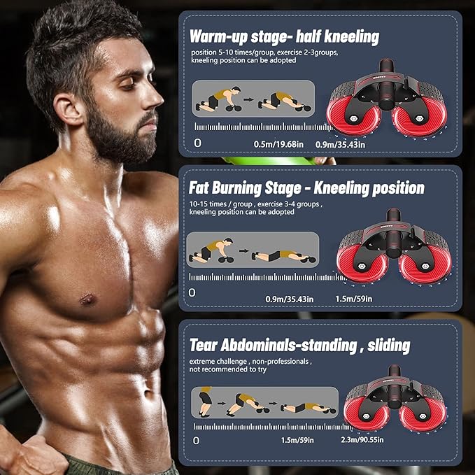 AB Roller, Automatisches Rebound-Bauchrad, Bauchroller Pedal Puller, Bauchroller Muskel Trainer, Automatic Rebound Abdominal Wheel for Home Gym Strength Training