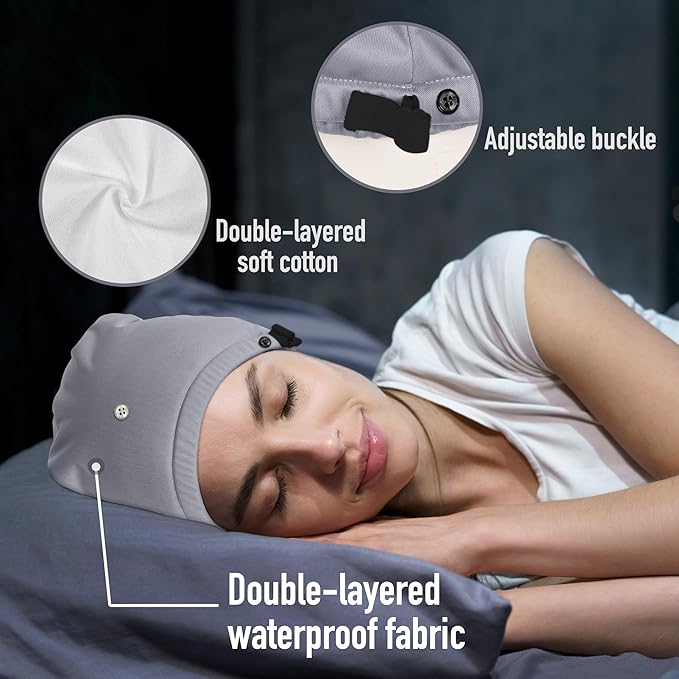 Castor Oil Pack Wrap for Head, Reusable Hat Wrap Organic Cotton for Women Sleeping，Castor Oil Pack Kit for Thinning, Balding, Dry and Damaged Hair(Oil Not Included) M