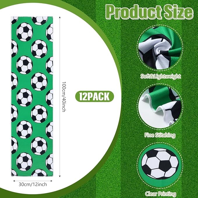 12 Pcs Cooling Towel Baseball Football Basketball Breathable Chilly Softball Soccer Ice Towel, 40"x12" Tennis Microfiber Accessories for Player