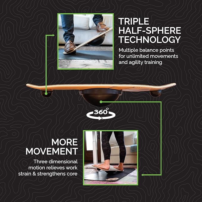 Whirly Board Wide 360˚ | Standing Desk Balance Board | Wobble Board Portable Home Gym | Snowboard Training | Surf trainer | Balance Board for Kids & Adults | Core Balance Trainer