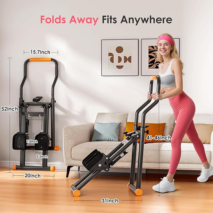 DlandHome Stair Stepper for Home Gym, Foldable Vertical Climber Machine with LCD Monitor, Stair Master with Adjustable Handlebar & Oversized Pedal, Stair Climber for Full-Body Workout
