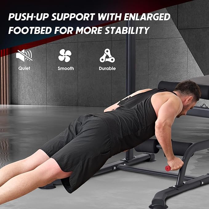 SogesPower Power Tower Pull Up Bar Station Multi-Function Adjustable Height Workout Dip Station Strength Training Equipment for Home Gym Fitness Equipment with Folding Multi-purpose Dumbbell Bench 330LBS