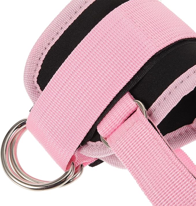 Homoyoyo Ankle Bind Straps with Double Hook-and-loop and Adjustable Bands, 2pcs Pink Fitness Ankle Belts for Gym Cable Attachment, Heel Blister Protection for Leg Strength Training