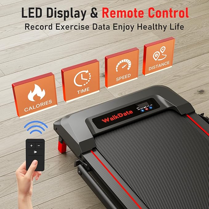 Walking Pad, Incline Walking Pad Treadmill, Under Desk Treadmills 265 Lbs Capacity, 2.5HP Low Noise Portable Running Machine for Home and Office, with LED Display, Remote Control