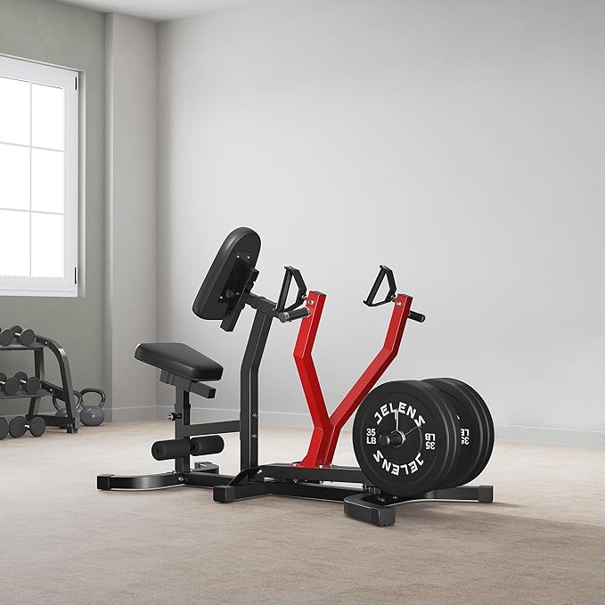 RM01 Seated Row Machine, Back Exercising Equipment Plate Loaded, Chest Supported T-bar Row Machine with Independent Arms, Back Machine Home Gym for 400LBS Capacity Gym Equipment
