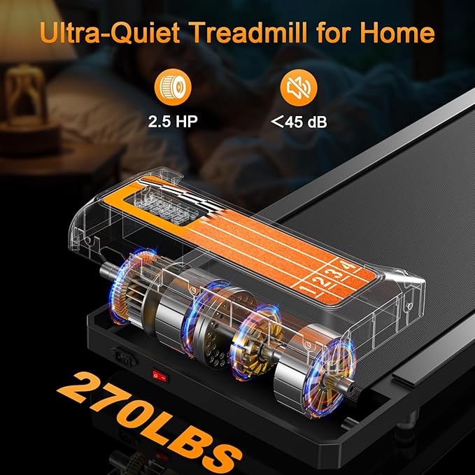 Treadmills for Home Small with 0%-8% Incline and APP Sync, Compact Under Desk Walking Treadmill Pad with Handle Bar Removable, Remote Control and LED Display, 2.5HP