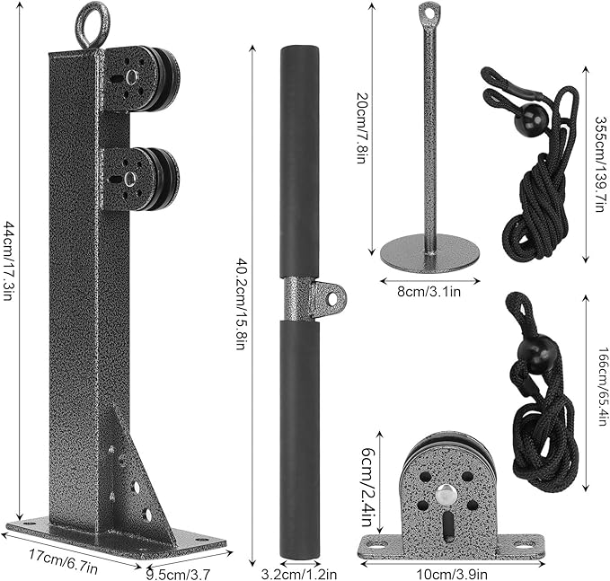 Wall Mount Stand with Pulley Cable Attachment for Arm Strength Training and Workout Equipment